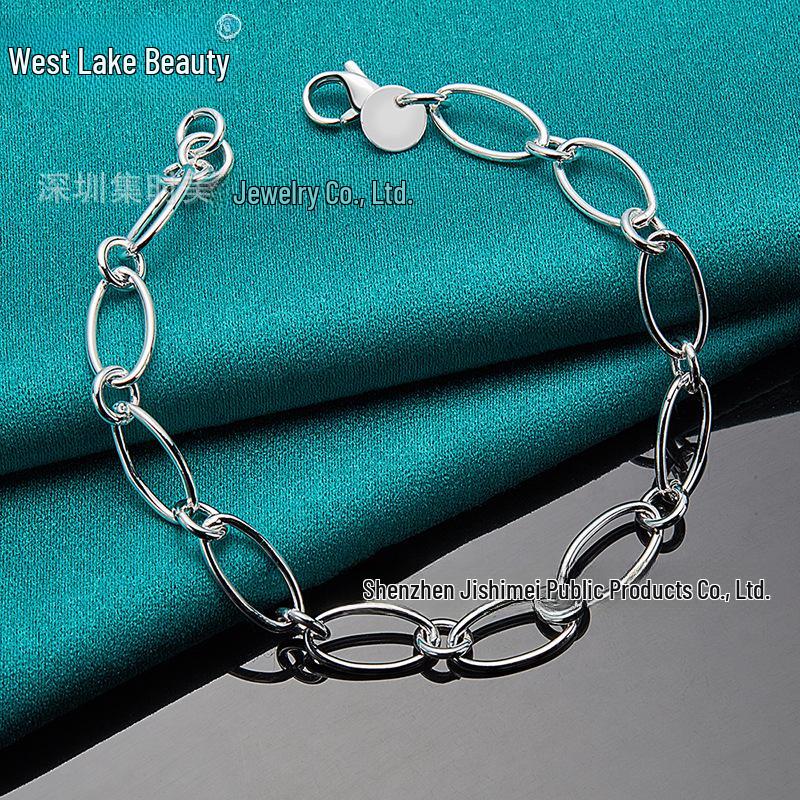 West Lake Silver Oval Circle Shrimp Buckle Bracelet