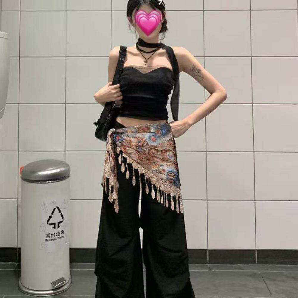 Printing Triangular Waist Belt Chinese Style Mini Apron Korean Floral Triangular Belt Women Style 6