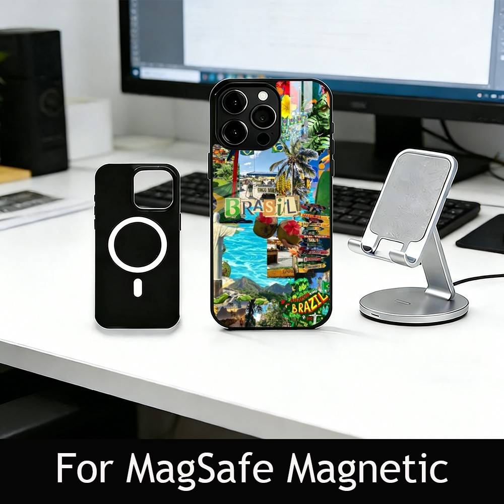B-Brasilien B-Brasilianische Flagge Handyhülle Für iPhone17,16,15,14,13,12,11 Plus,Pro Magnetisch Für Magsafe Kabelloses Laden