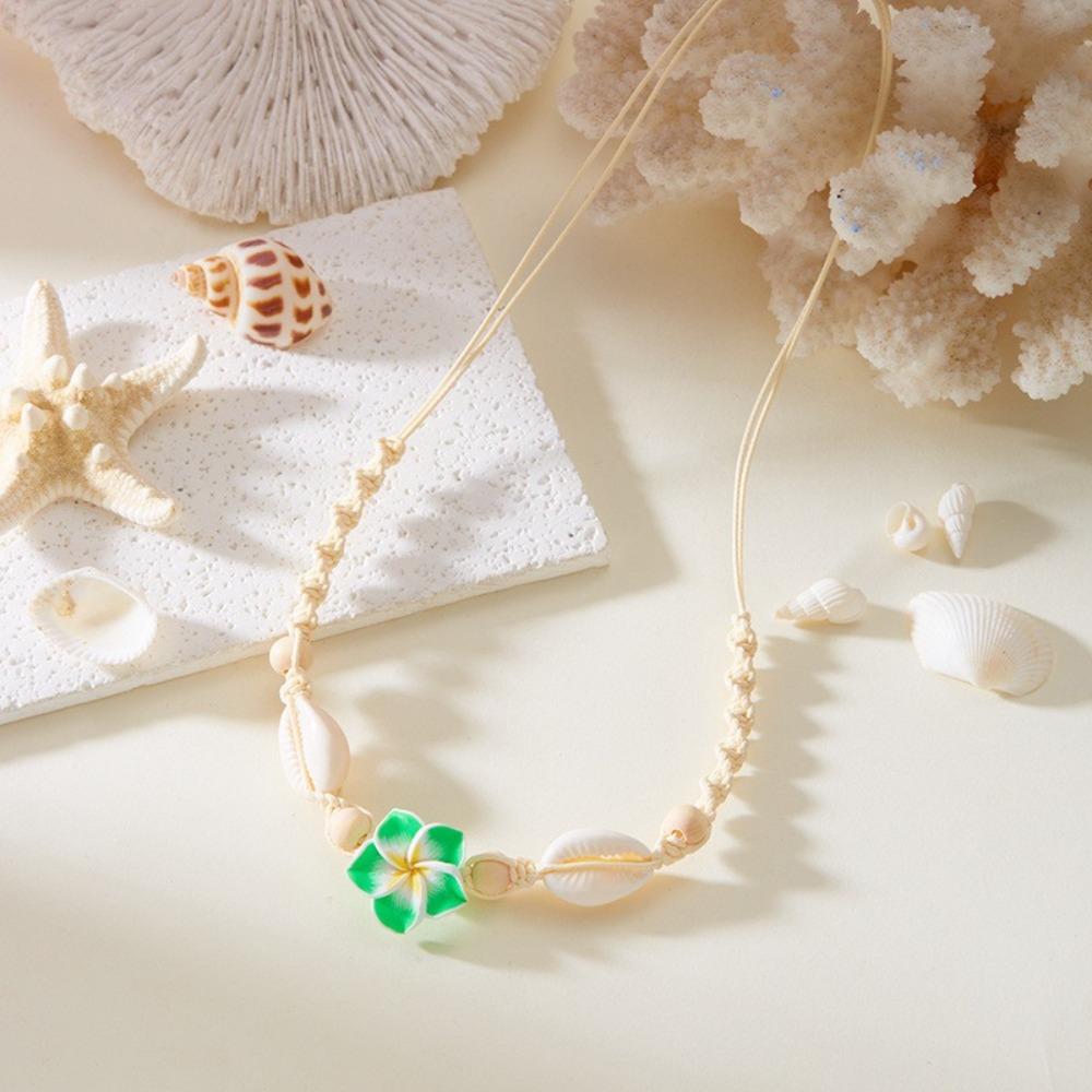 Bohemia Flower Clavicle Chain Adjustable Chain Choker Fashion Shell Beads Necklace  Seaside