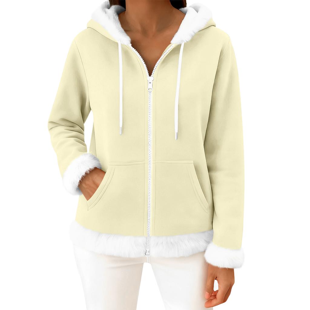 Moteriškas kasdienis madingas ilgomis rankovėmis užsegamas vilnos kardiganas su gobtuvu