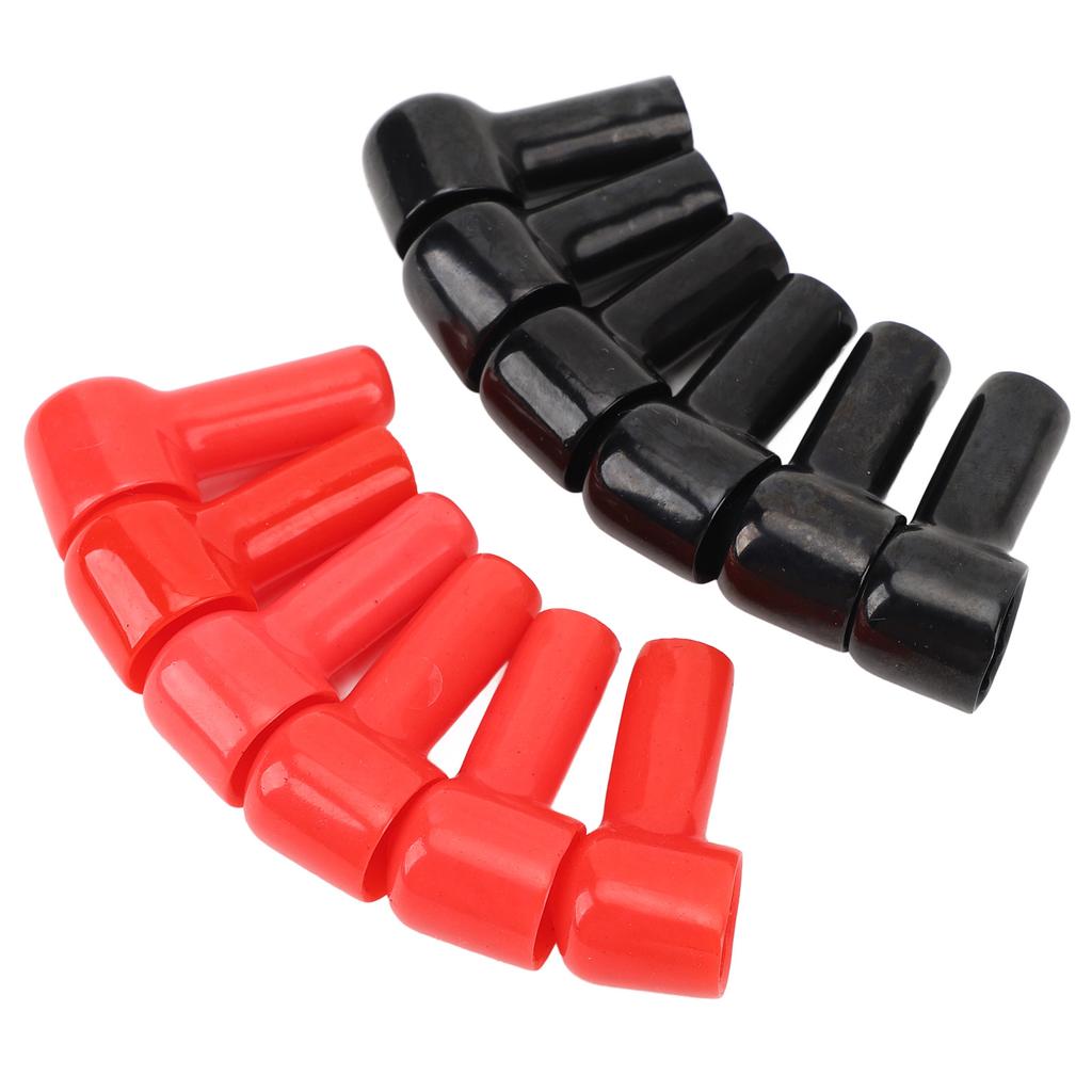 12Pcs Battery Terminal Boot Insulating Cover 6 Red 6 Black Cable Lug Protector Cover Cap for Vehicle Marine Commercial