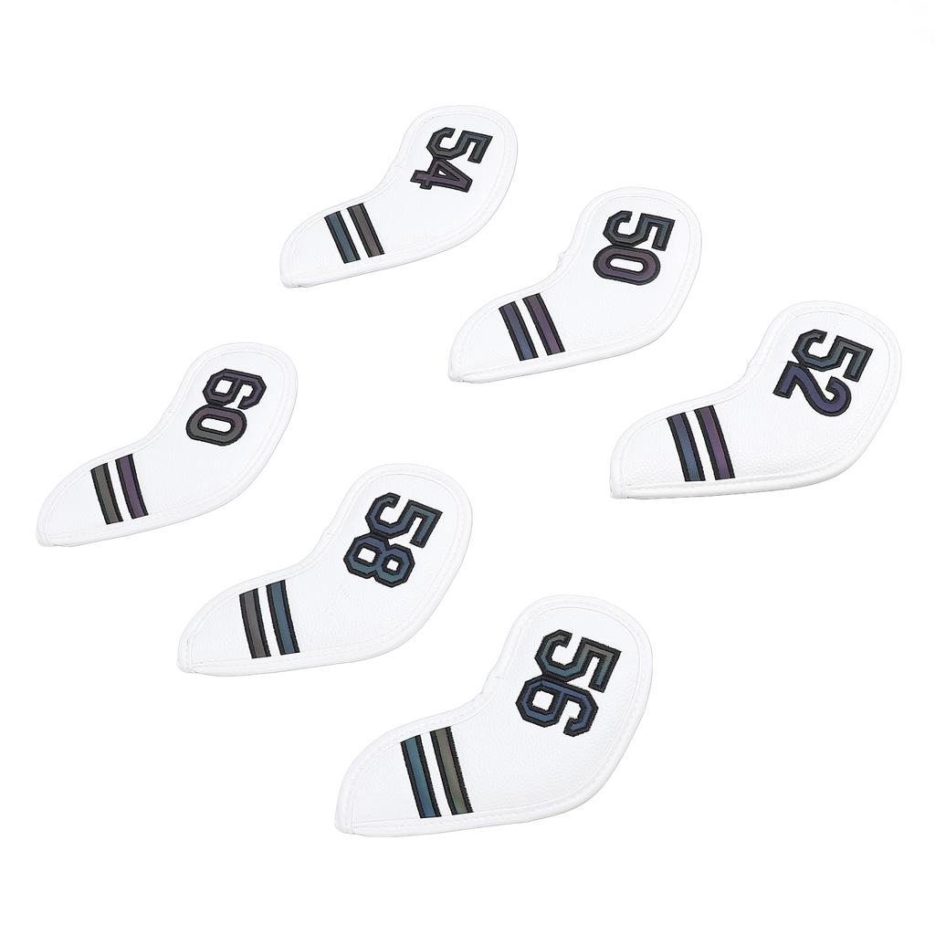 6PCS Golf Club Head Covers PU Leather Abrasion Resistant Clear Numbers Golf Iron Covers Set for
