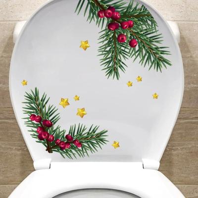 Tuvalet Etiketi Noel Çam Meyvesi Yıldız Duvar Etiketi Şenlikli Tuvalet Dekorasyonu Tuvalet Etiketi Sıcak Tatil için