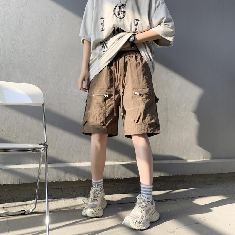 Sommer Funktionelle Retro Cargo Shorts Herren Locker Mehrfach-Taschen Einfarbig Vielseitig Lässig Lässige Shorts Strandhosen