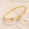 6 Styles Elegant Zircon Geometry Charm Bracelet for Women Trendy Smooth Surface Gold Color Plated Spring Bangle Luxury Jewelry