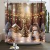 Merry Christmas Shower Curtain Winter Snow Santa Claus Christmas Trees Decor Bath Curtains Waterproof Bathtub Screen