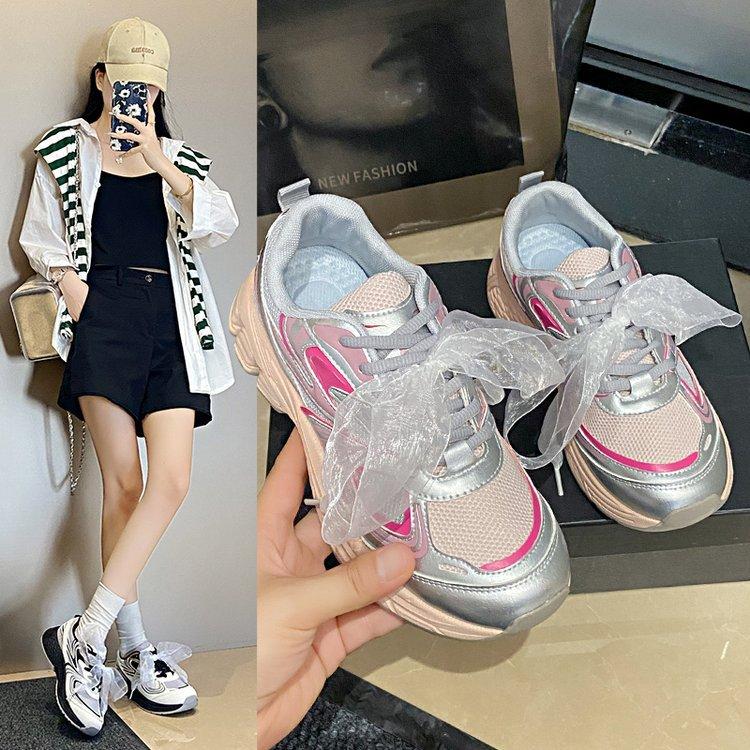 Fashion 2024 New Chunky Women's Sneakers Fashion Lace Leather Casual Ladies Sports Shoes Trainer Platform Womens Zapatillas De Mujer