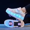 28-38 Children's Plus Size Two Wheels Disassembled Into Flat Sports Shoes LED Illuminated Sports Shoes Children's Shoes Board Shoes