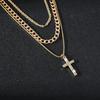 Layered Cross Necklace for Women Rhinestone Crystal Pendant Multi-Layer Choker Chain with Adjustable Extender