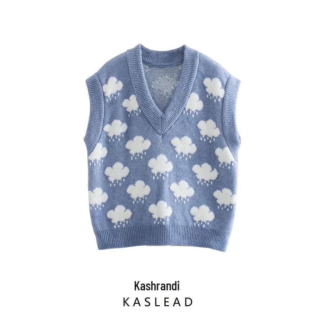 2024 Autumn Women's European & American-Style Fashion Jacquard Knit Vest - Simple & Versatile