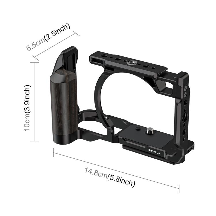 Para Nikon ZR PULUZ Mango de Madera Metal Jaula para Cámara Marco de Expansión (Negro)
