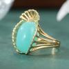 Vintage Inlaid Green Stone Women's Ring Ethnic Gold Color Hand Carving Daily Wear Party Jewelry Anniversary Gift
