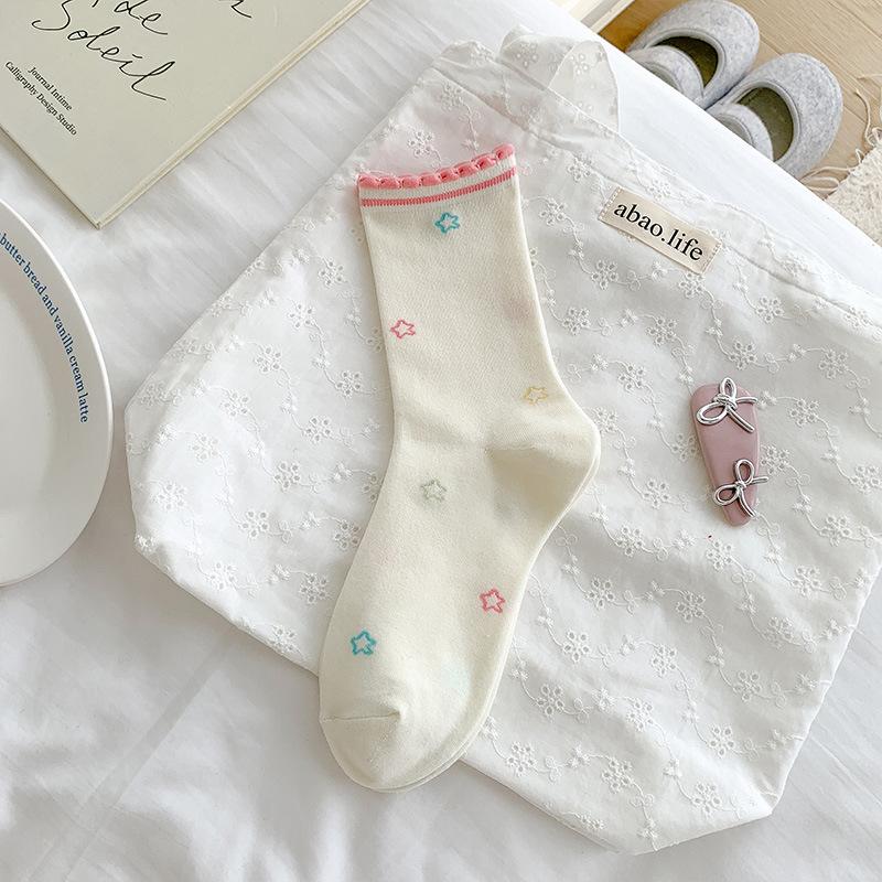 

Женские весенне-летние тонкие носки-гольфы с мультяшными рисунками в стиле колледж 1 pair