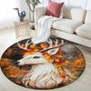 Autumnal Deer Round Area Rug,Carpet Rug for Living Room Bedroom Sofa Playroom Decor,Non-slip Floor Mat