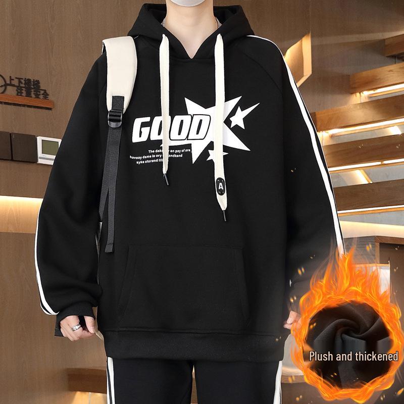 Autumn/Winter Teen Hoodie for Boys, Ages 12-16, Plus Velvet, Thick and Warm
