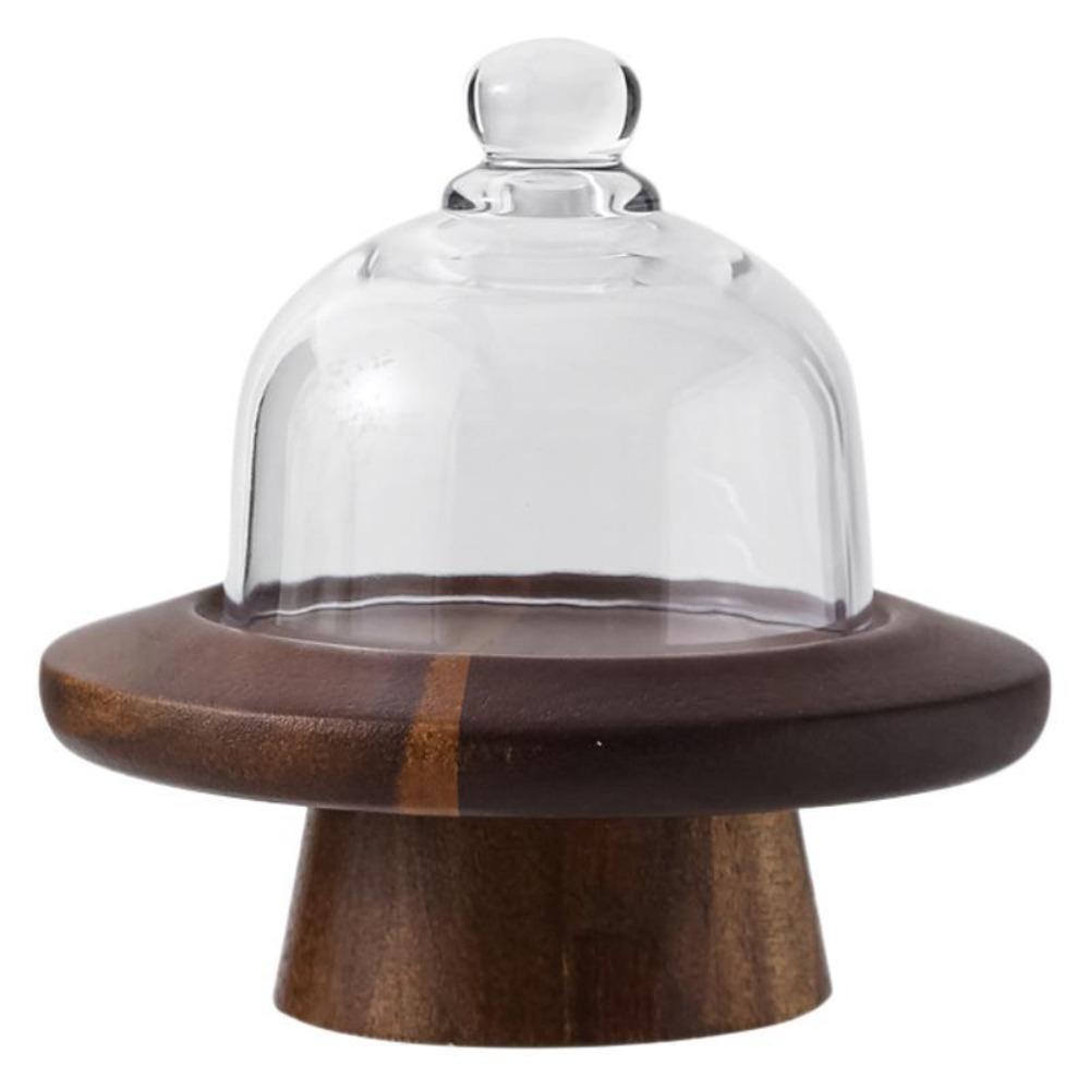 

с пылезащитным стеклянным колпаком подставка для десертов деревянный поднос для хранения фруктов тарелка для фруктов ресторан Style 1