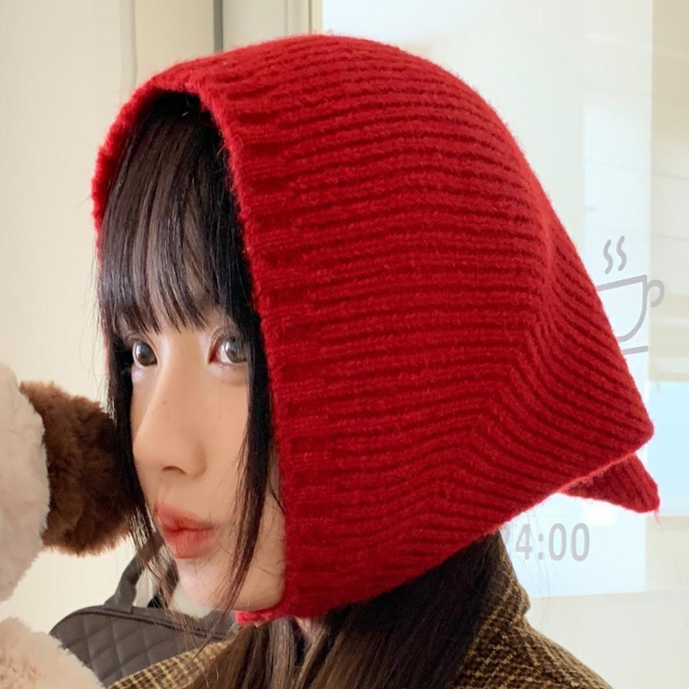 

Keep Warm Woolen Headscarf Thicken Female Headwarp New Triangle Hair Scarf Outdoor Winter червоний