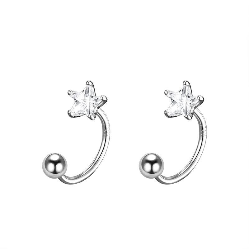 Orecchini da Donna Nuovi alla Moda Personalizzati in Argento 925 con Cristallo Star Flash Estate Piccoli Freschi