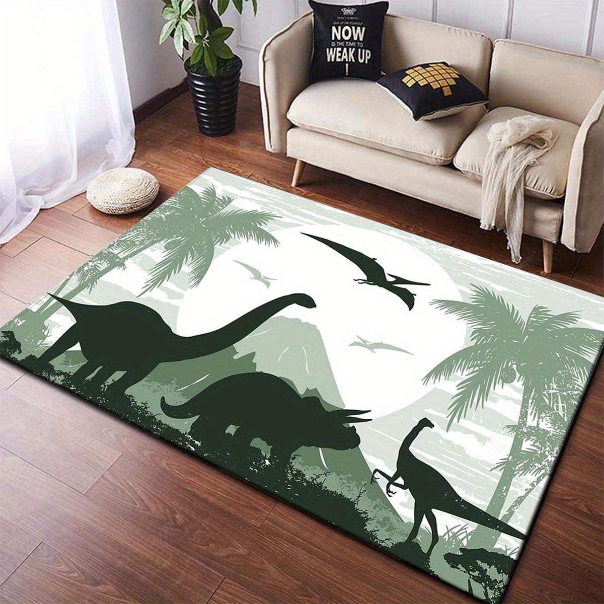 

1pc Dinosaur Pattern Soft Floor Mat - Floor mat Crystal Velvet, Tropical Palm Tree & Mountain Design, Non-Slip & Durable Rug for 50x80cm