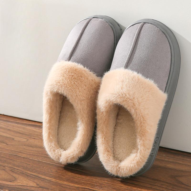 

Хлопковые тапочки для женщин, осенне-зимние, для дома, с толстой подошвой, теплые и нескользящие плюшевые тапочки 44-45 серый