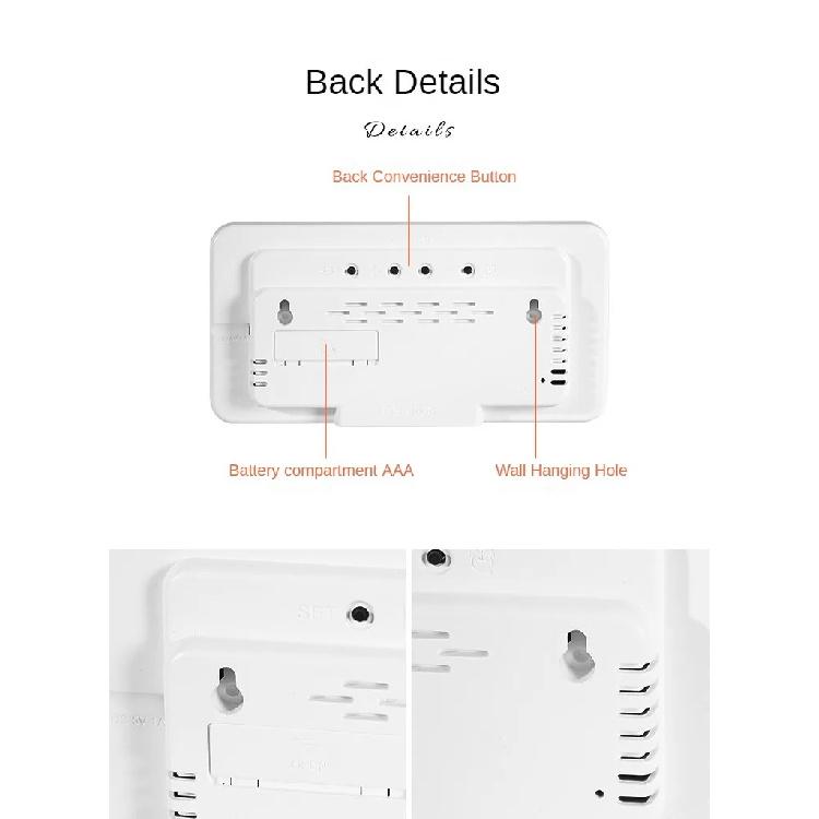 Large Digital Wall Clock Week Date Temperature Display Voice Control Table LED Alarm Clocks Brightness Adjustable 12/24H Clock