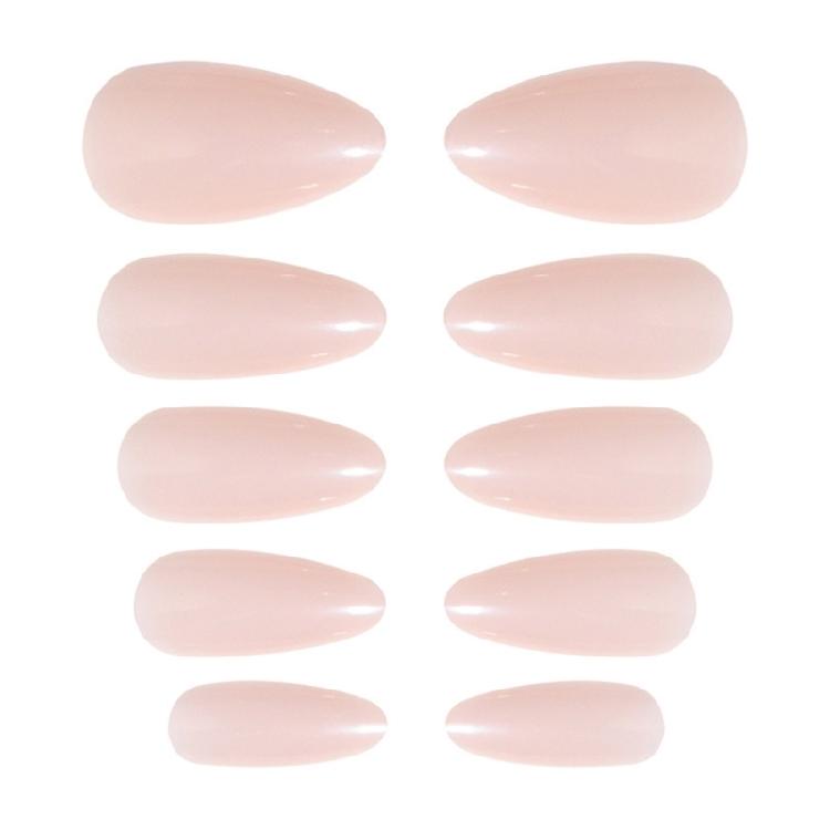 24 Stück Glänzende Press-On-Nägel Mandelform Falsche Nägel Nude Kunstnägel Einfarbige Vollabdeckung Klebenägel