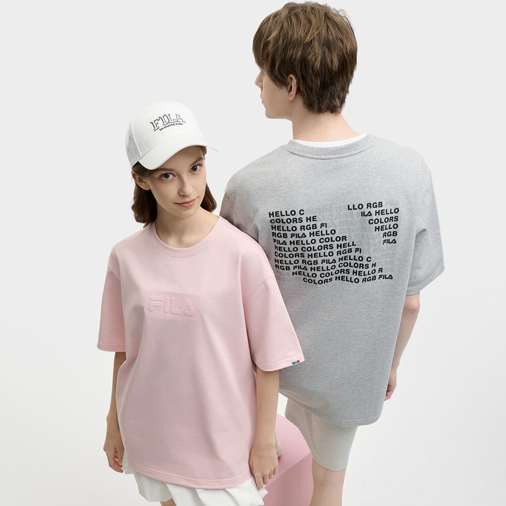 Fila Original Fire Fashion Versatile Casual Simple Comfortable Breathable Pure Cotton Knitted Short Sleeve T-Shirt Unisex Tops F51M529110FPK