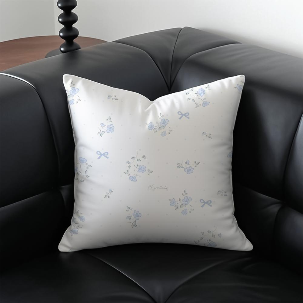 Elegant Floral Pillow Art Style Decor Cushion Cover Pillow Case Anti-Dustmite Invisible Zipper Silky Plush Cushion