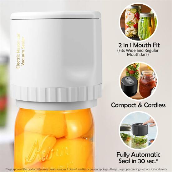 1 zestaw Zgrzewarka do słoików na przetwory Bez wysiłku Zgrzewarka do przechowywania żywności Elektryczny zestaw do uszczelniania próżniowego słoików na przetwory do domu