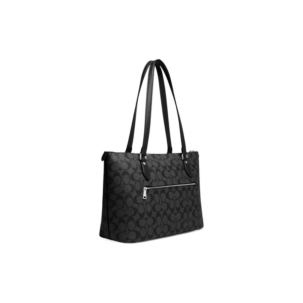 COACH Gallery Canvas With Leather Shoulder Bag Large Women's Black CH504-SVTSQ