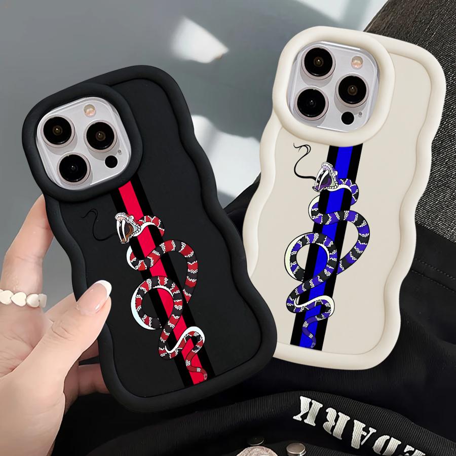 Soft Phone Cover Case for iPhone 17 Air XR 13 14 8 11 12 15 Plus 16 Pro Max Classic Street Snake Line
