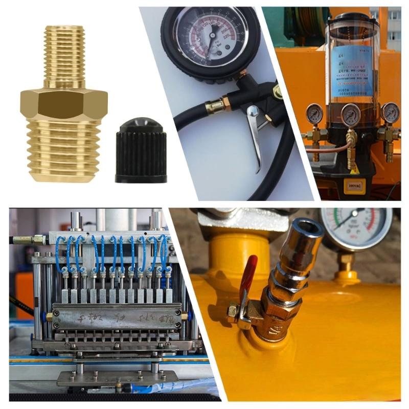 2 Pieces Brass Valves Adapter 1/4 Inch NPT Air Inflator Connector Suitable For Car Tire Pumps And Portable Compressors