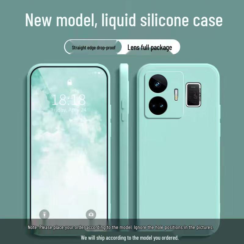 Realme GT Neo 5 Plain Color Liquid Silicone Case - Full Coverage, Anti-Drop, Soft, Straight Edge Design