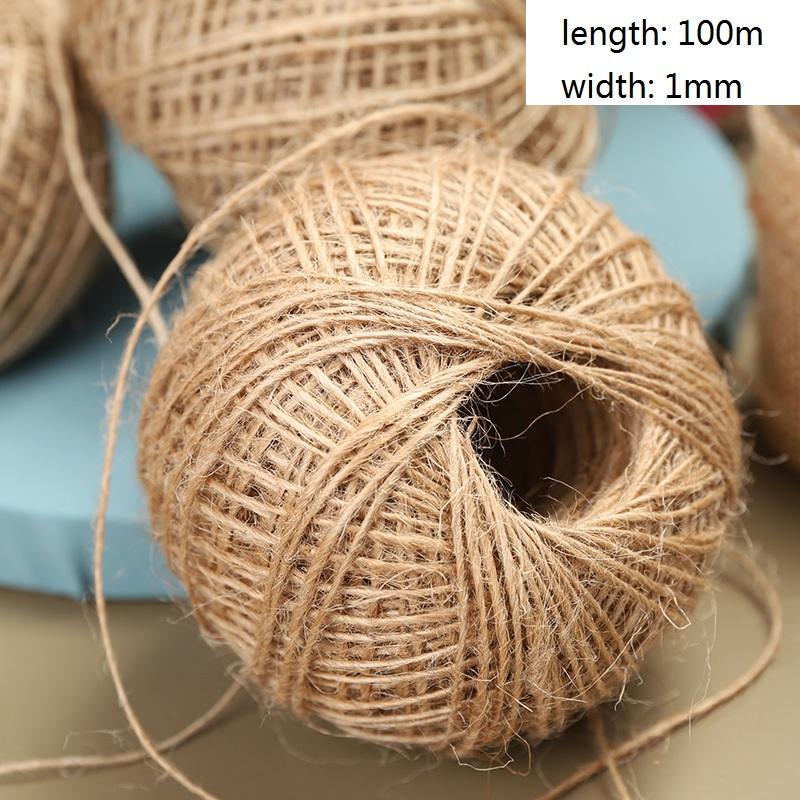 30-100m Hemp Cords String Twine Jute Rope Twisted Hessian Ribbon Wedding Birthday Christmas Party Gift Wrap Ribbons DIY Supplies