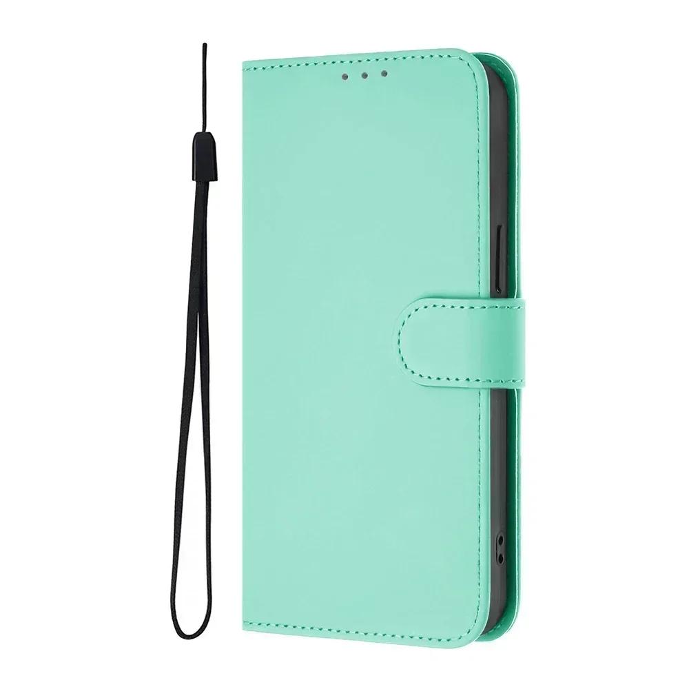 Solid Color Wallet Case for Honor 70 Lite X6 X6S X6B X6A X7A X8A X8B X8 X9 X9B X9A Shockproof Card Holder Strap Phone Cover