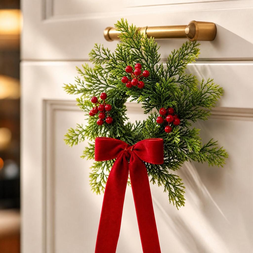 Velvet Christmas Wreath - Artificial, Set of 2 for Holiday Home Decor