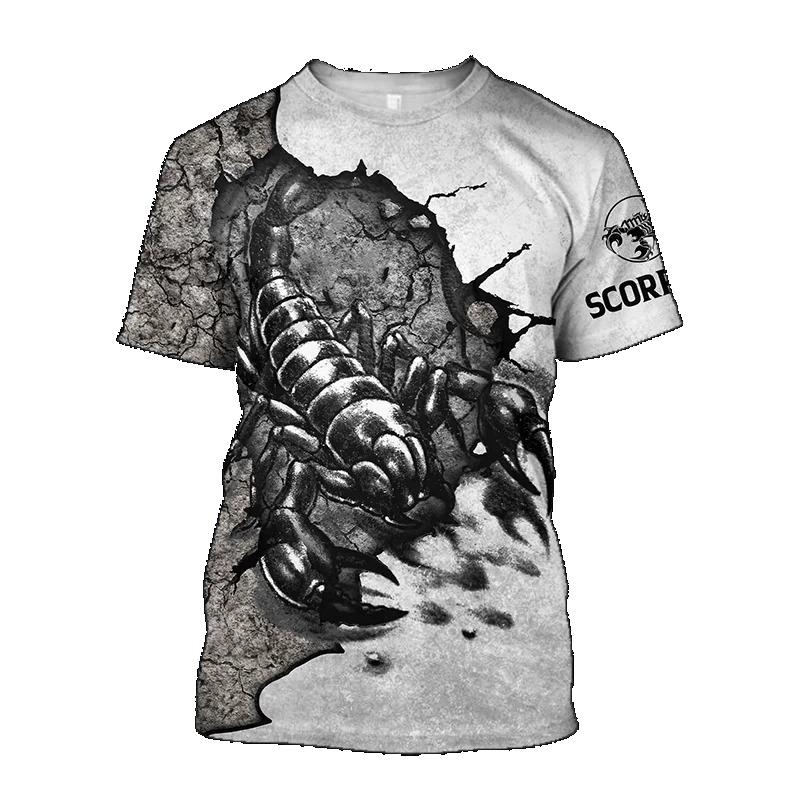 T-shirt d'été imprimé 3D Scorpion Animal pour Homme Mode Décontractée Drôle