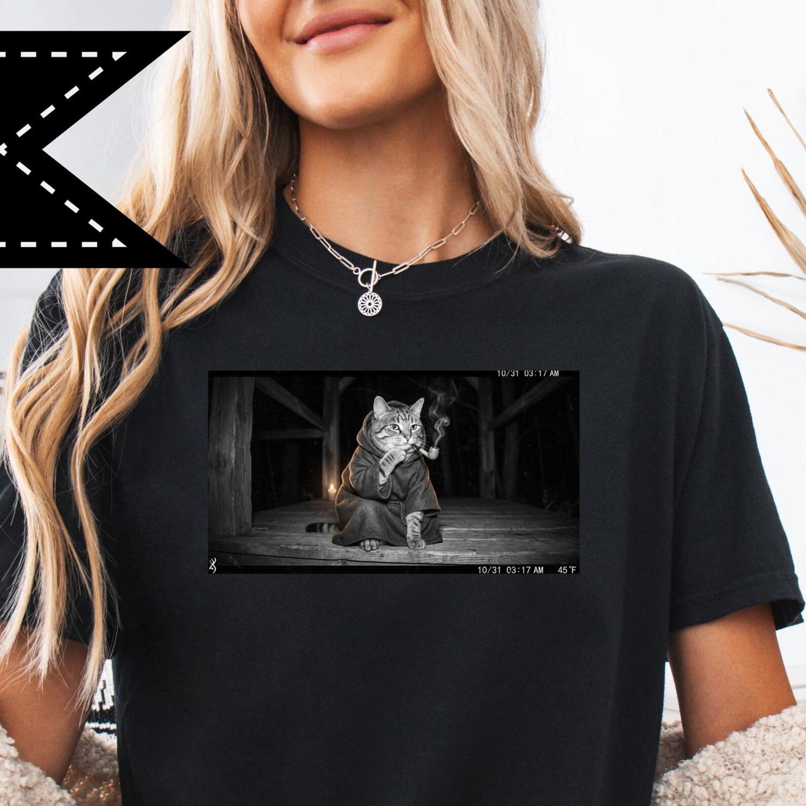 Cat Smoking a Pipe Meme T-Shirt, Funny Kitty Comfort Colors® Tee, Cat Lover Gift, Silly Sarcastic Cat Meme 4XL