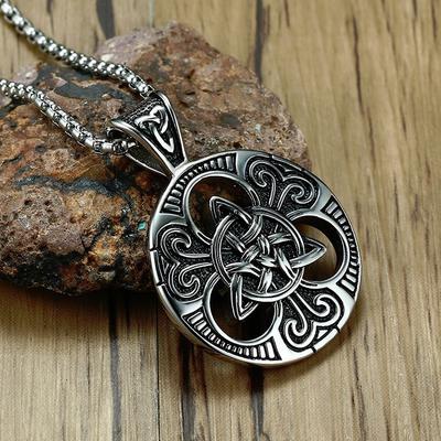 Men Lrish Celtics Trinitys Knot Pendant Necklace for Men Stainless Steel Unisex Vintage Jewelry