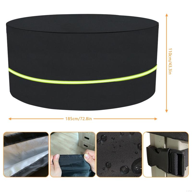  Weatherproof Round Table Cover with Reflective Strap Patio Furniture Cover