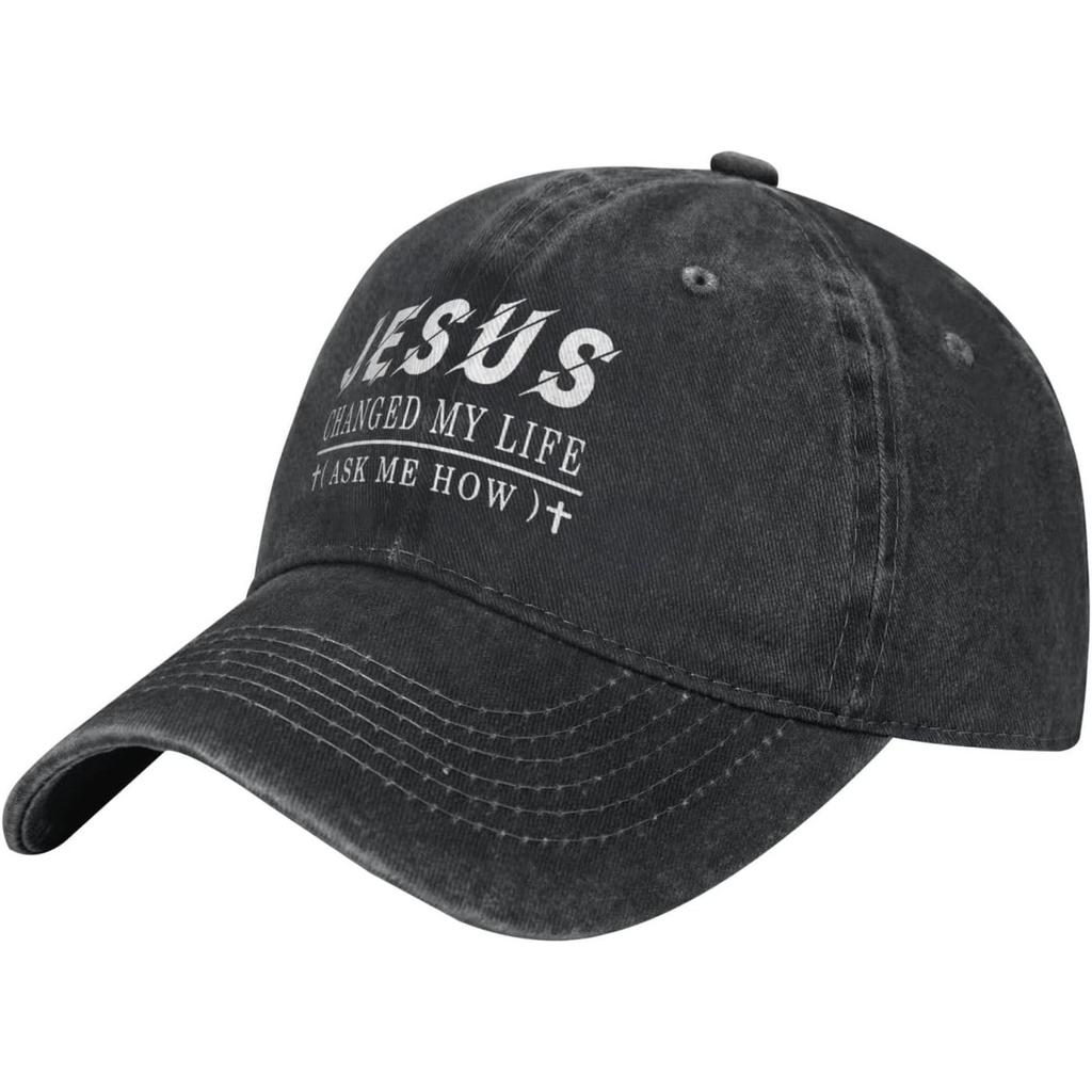 Jesus Changed My Life Christian Washed Baseball Cap Adjustable Outdoor Golf Dad Hat