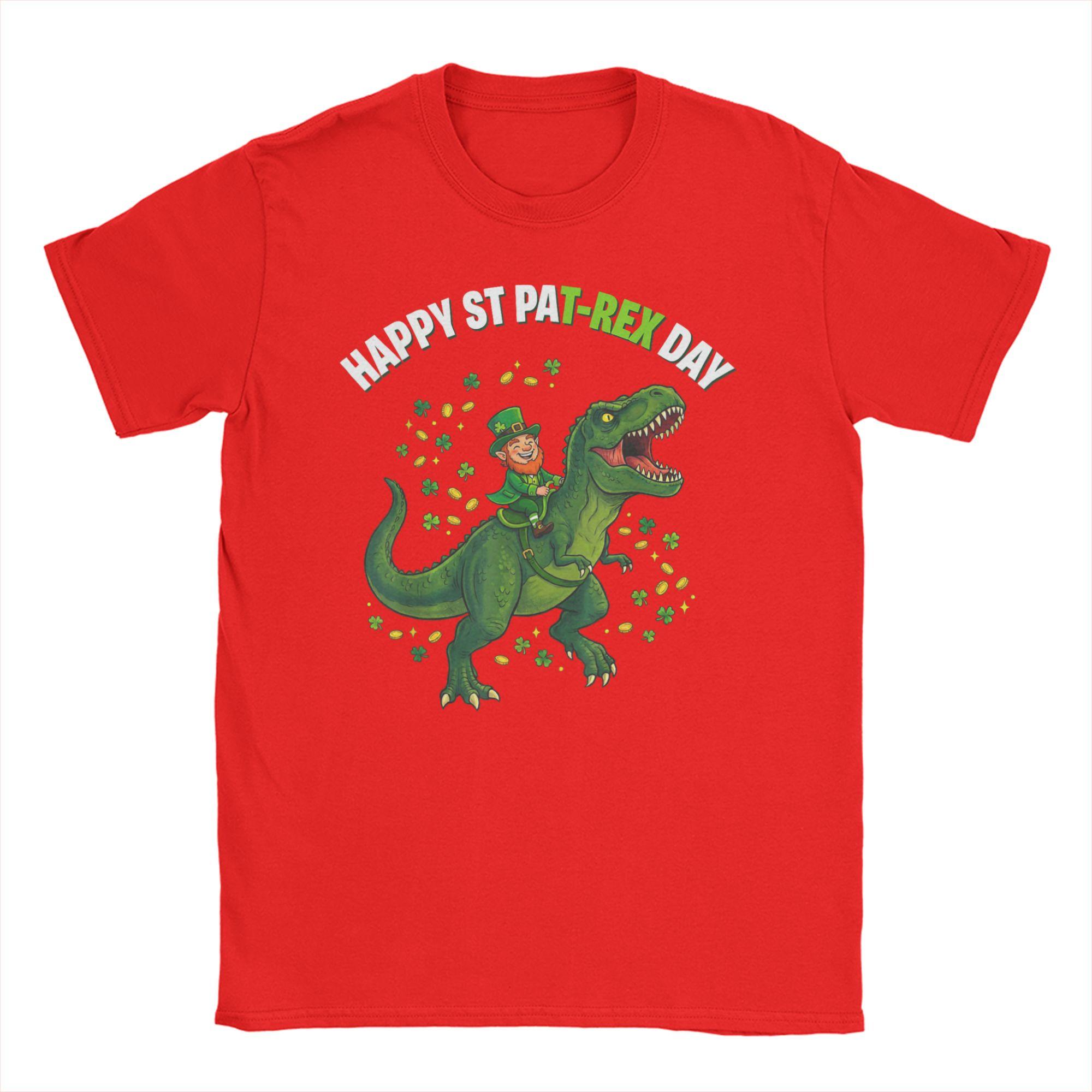 Unisexs Dino St Patricks Day  T Shirts  Cotton Tops Casual Short Sleeve Crew Neck Tee Shirt Gift TShirts S