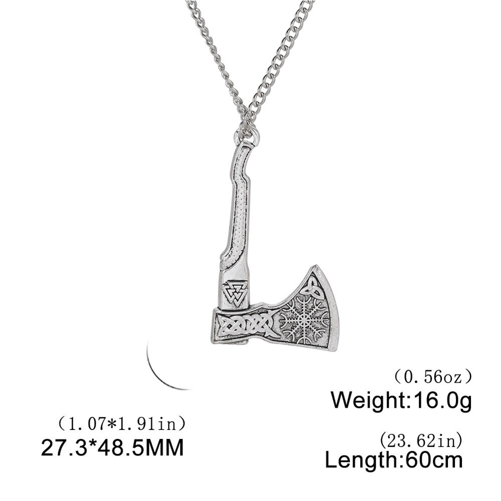 Viking Axe Necklace for Men Norse Runes Compass Pendant Vintage Amulet Jewelry Male Boy Gifts