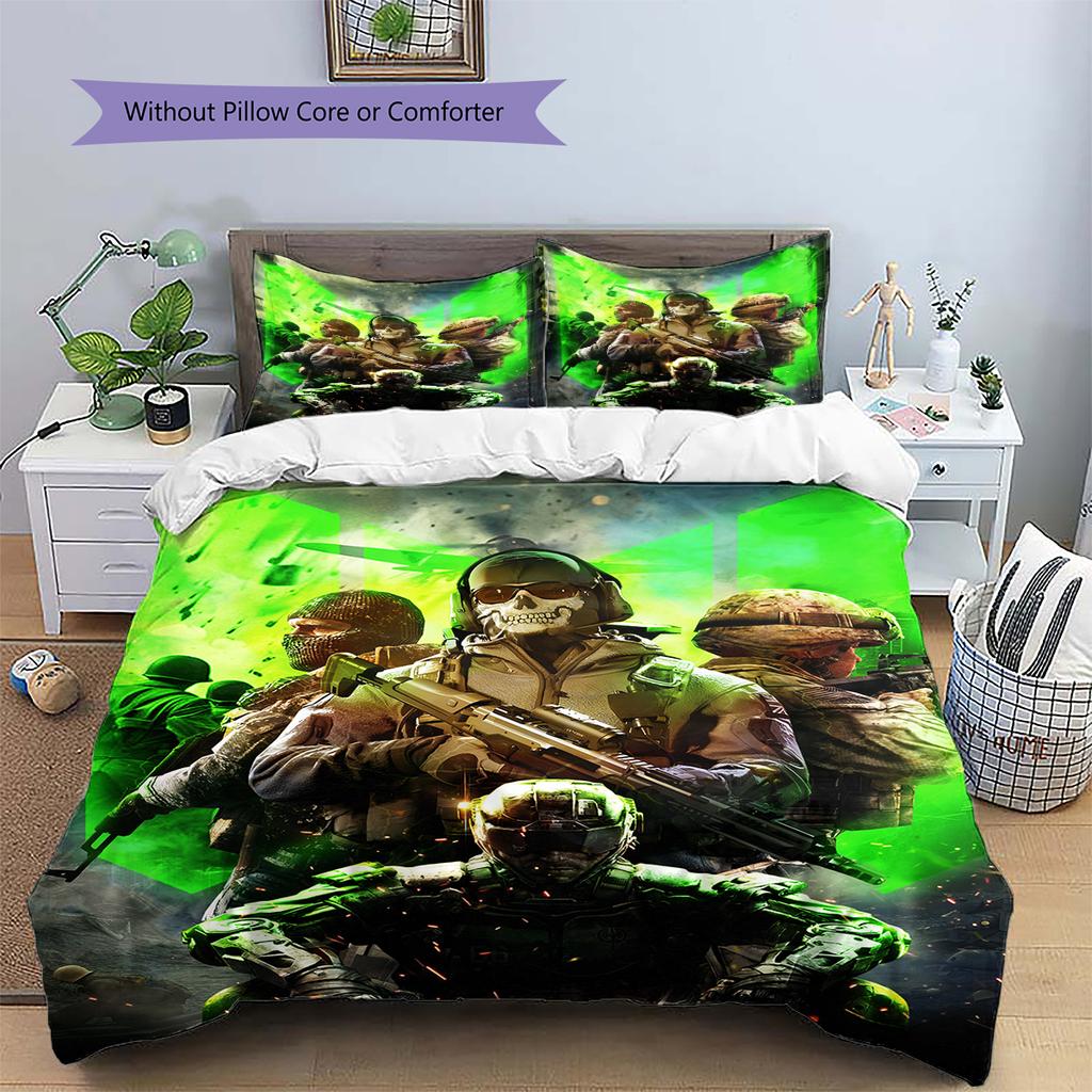 Set Copripiumino Trapuntato Call Duty Federa Decorazione Casa Regalo (1 * copripiumino + 2 * federa, senza nucleo)