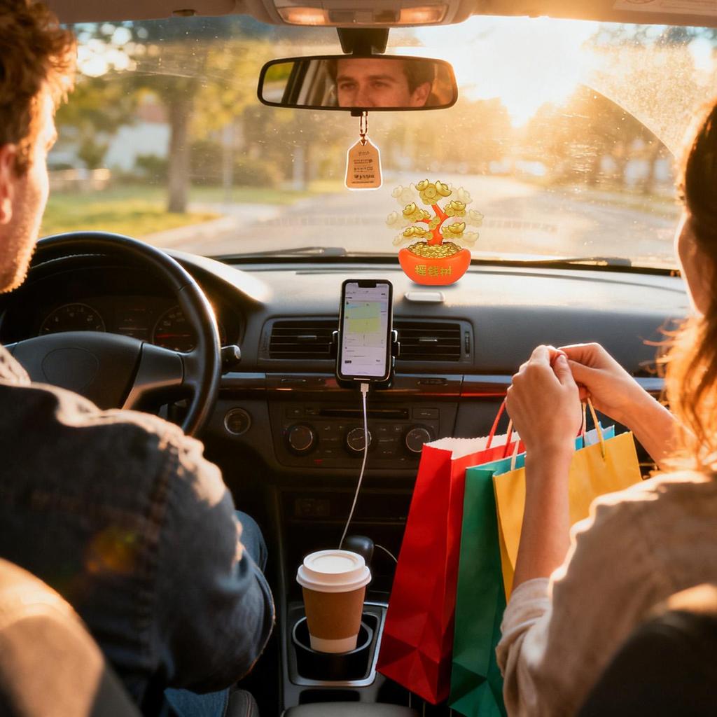 Car Dashboard Decor Solar-Powered Shaking Money Tree Design Automotive Interior Decor Cute Dashboard Car Accessories for Trailer