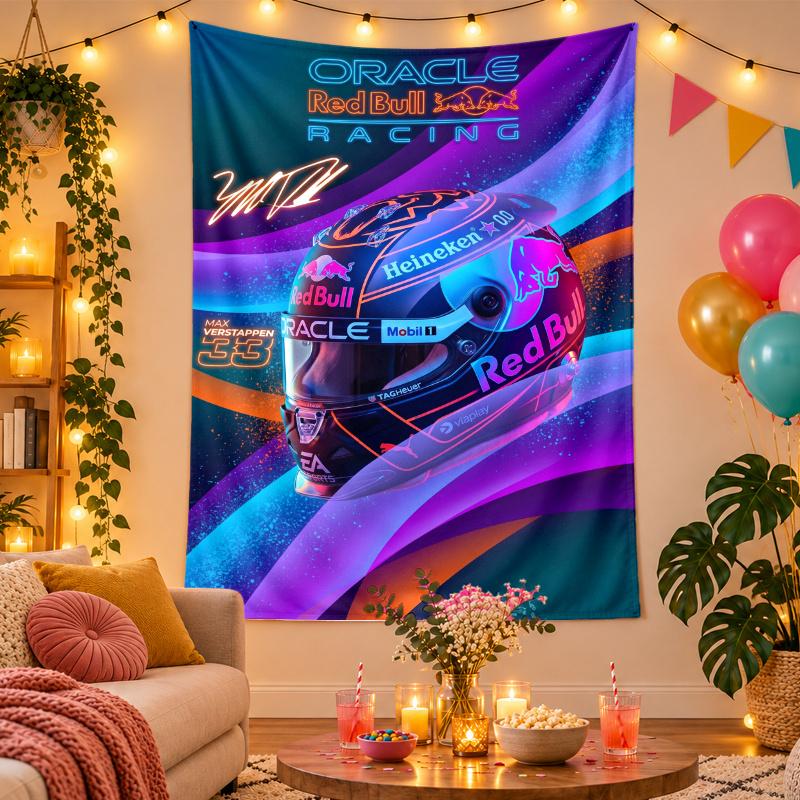Polyester Wall Tapestry with Max Verstappen Design, Decorative Hanging for Bedroom Living Room Dorm