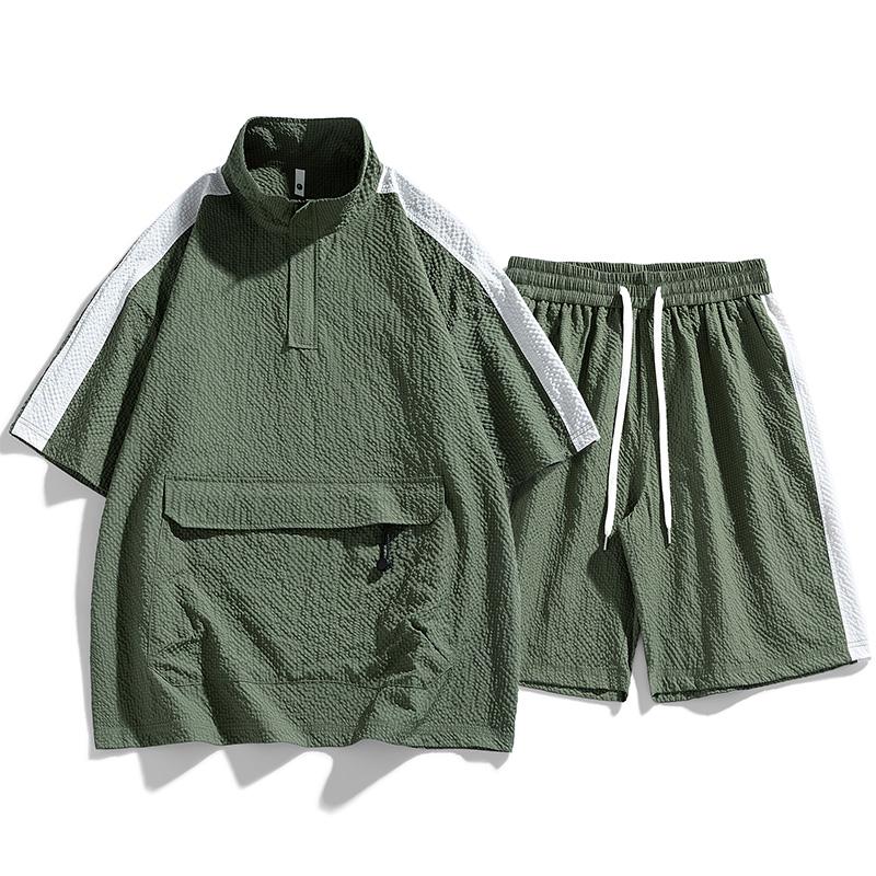 

Мужская футболка с коротким рукавом, повседневный спортивный костюм, футболки и шорты, спортивный костюм для бега, комплект плюс размер 8XL XXXXXL зелёный