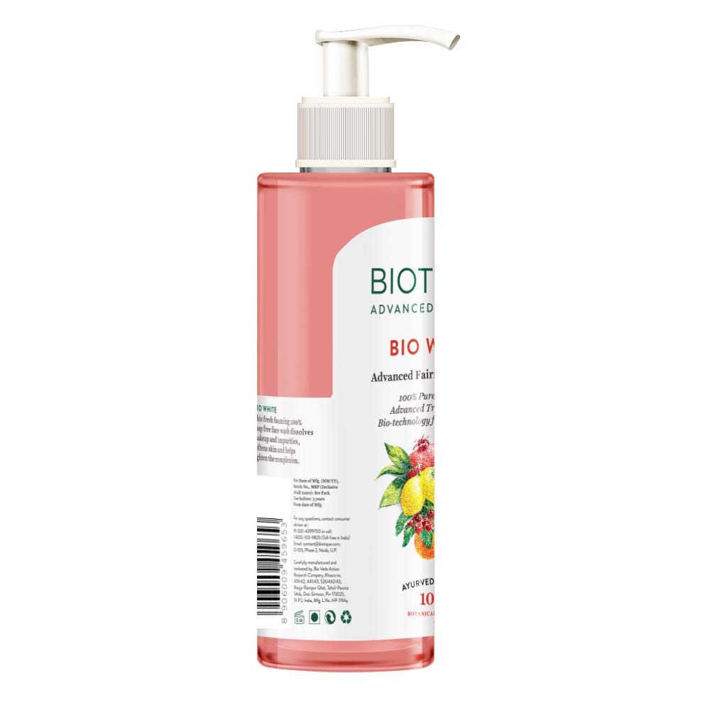 Biotique Bio White Advanced Fairness Face Wash, 200 Ml and Biotique Honey Water Pore Tightening Toner, 120ml