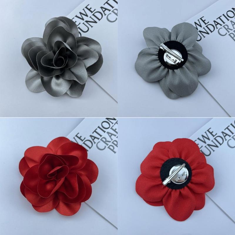 Beautiful Satins Flower Lapel Pin Delicate Brooch French Brooch with Unique Pattern for Fashion Forward Individuals